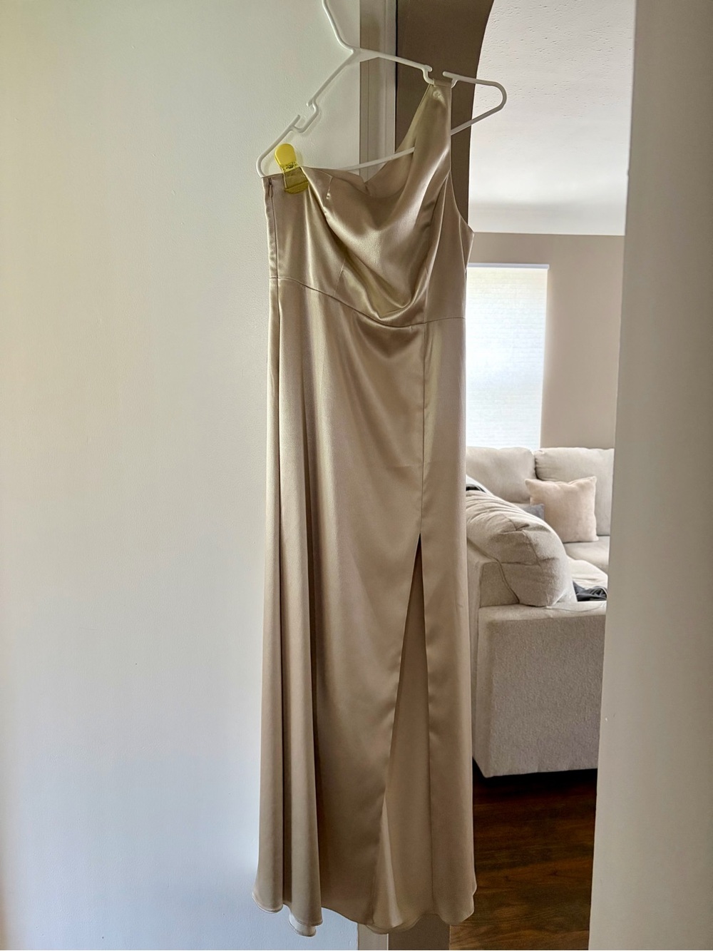 Birdy Grey Champagne Kira Shiny Satin Gown